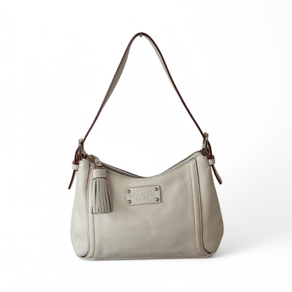 Vintage Kate Spade Cream Leather Shoulder Bag with Tassel